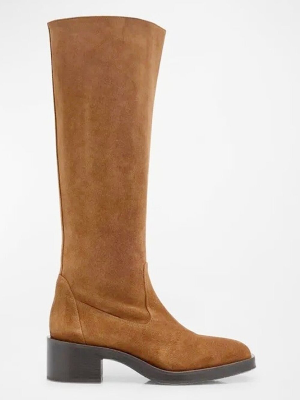 $900 STUART WEITZMAN Kaia Knee-High Boot SUEDE BLOCK HEEL COFFEE 8 B (PD26)